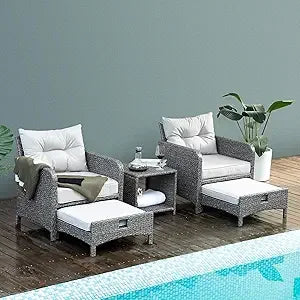 Pamapic 5 Piece Patio Furniture Set Rattan Outdoor Wicker Coffee Table