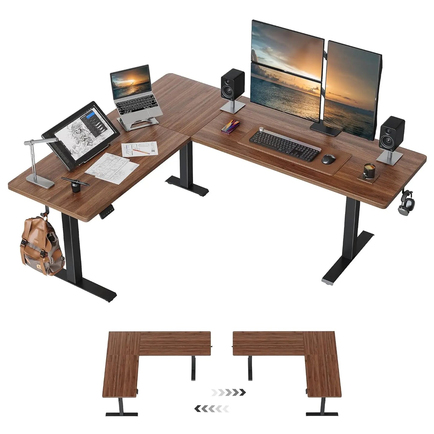 NONEDesk L Shaped Standing Desk Sit Stand Adjustable Height
