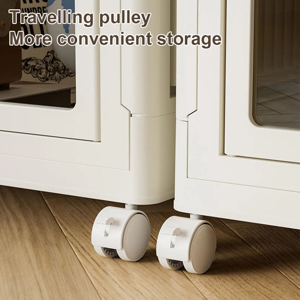 MOJOYCE Portable Collapsible Wardrobe With Hanging Rod Storage Organizer