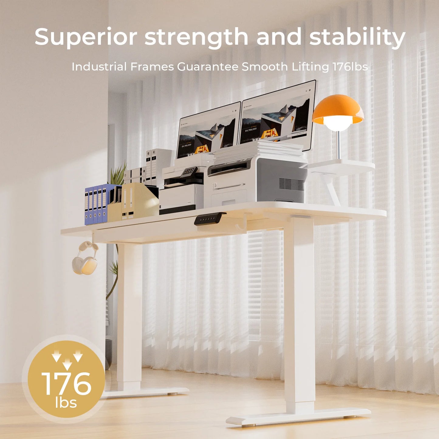 Electric Standing Desk With Drawers Height Adjustable Ergonomic Home Office