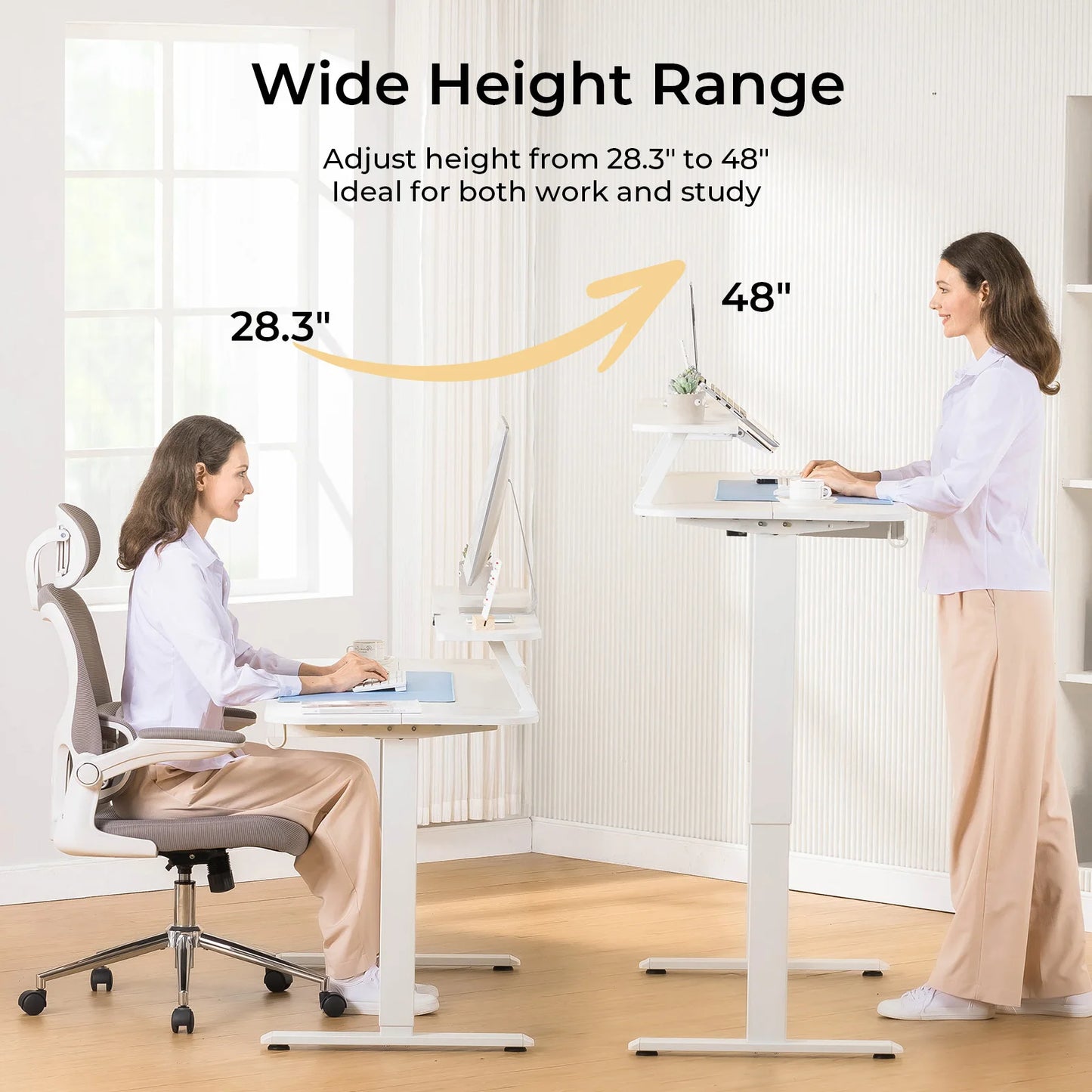 Electric Standing Desk With Drawers Height Adjustable Ergonomic Home Office