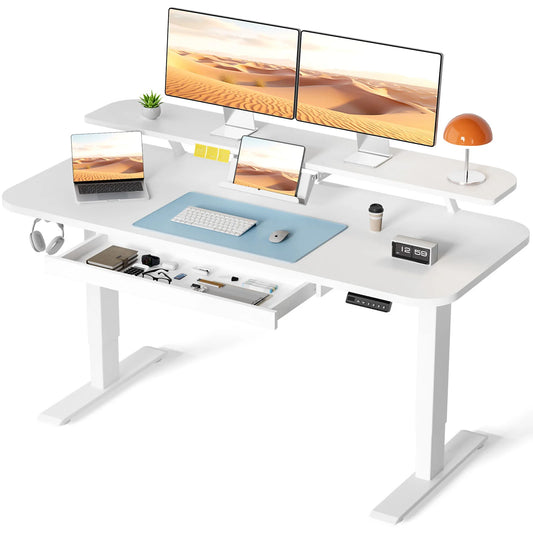 Electric Standing Desk With Drawers Height Adjustable Ergonomic Home Office