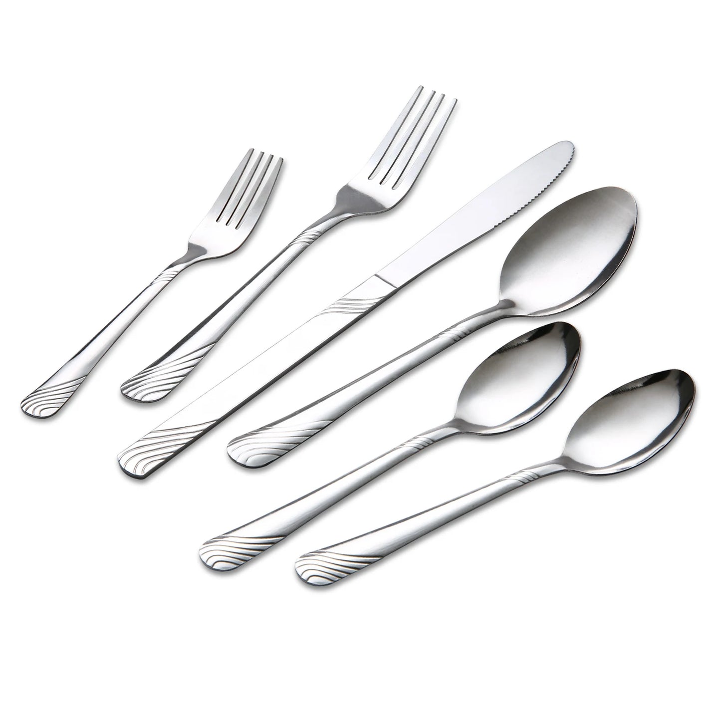 HANSMART 48Pcs Flatware Set Service for 8 Stainless Steel Knife Fork Spoon Tableware Flatware Set Kitchen Dinnerware Gift
