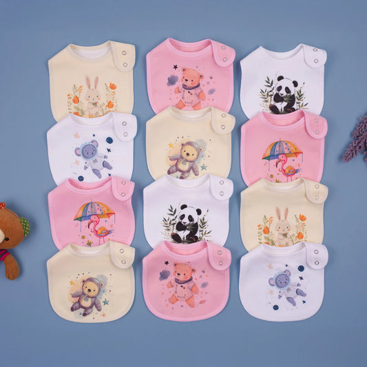 Waterproof Baby Bibs With Absorbent Cotton And Adjustable Snaps