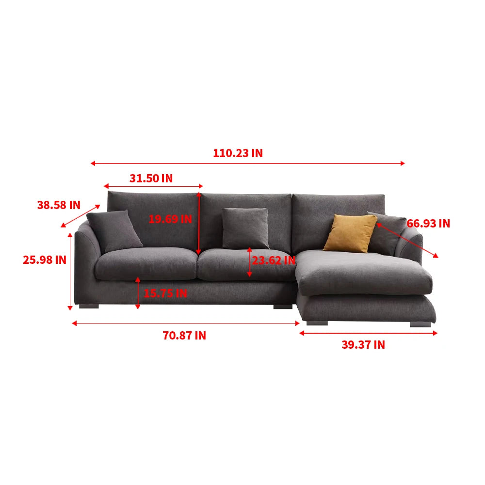 Cloud Down Filled L Shaped Chaise Sofa Living Room