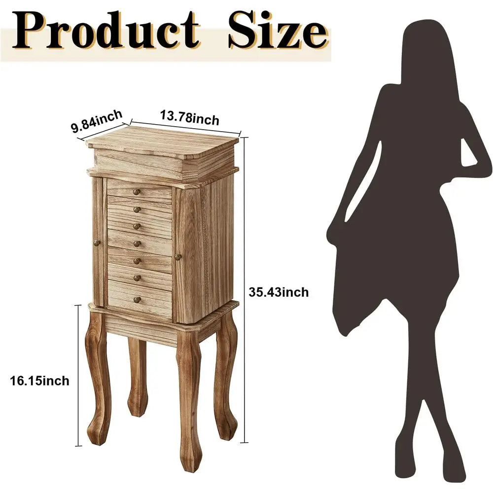 MKDK Standing Jewelry Armoire With Mirror And 7 Drawers