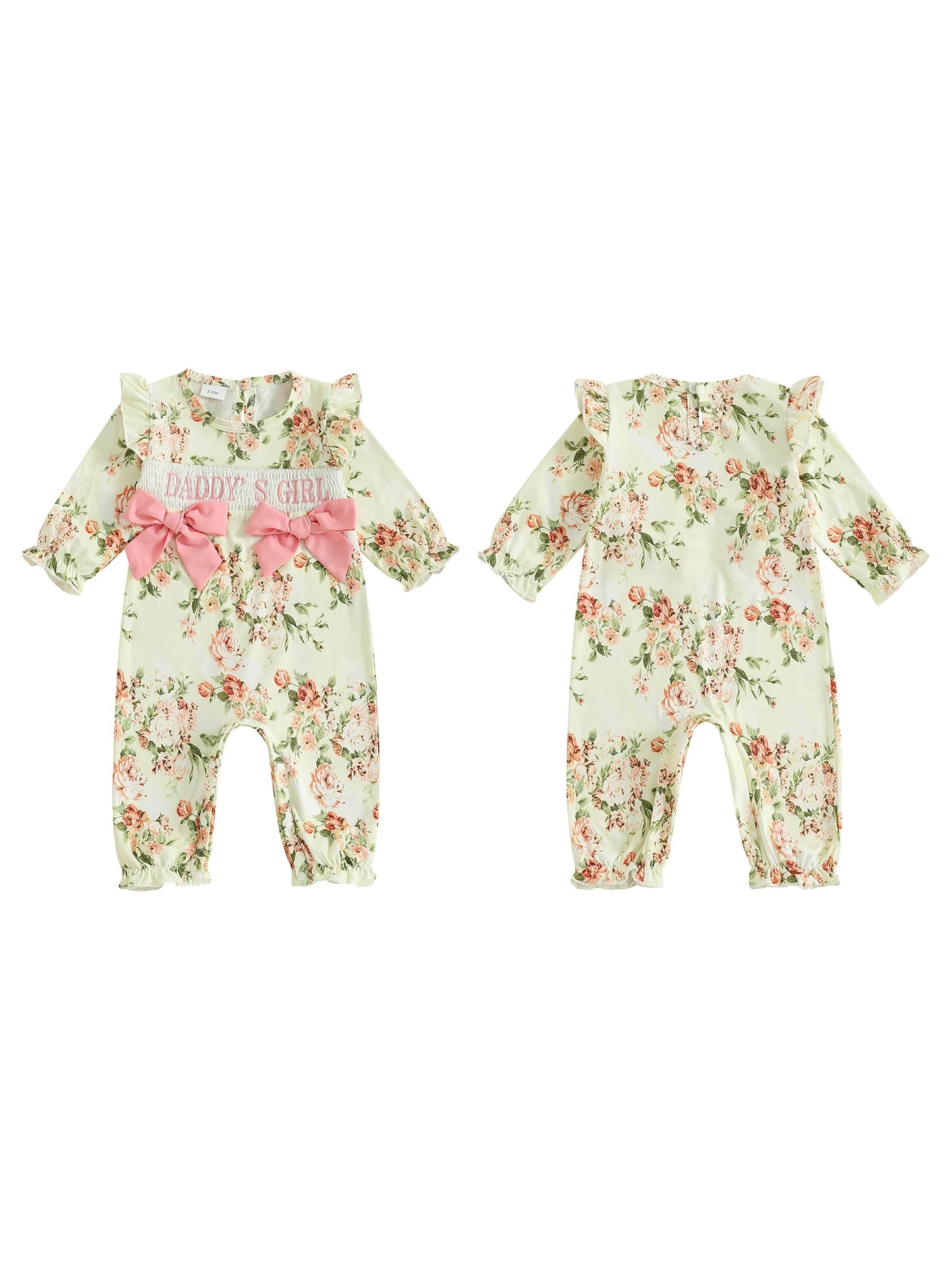 Adorable Toddler Jumpsuit With Flower Print And Lace Trim