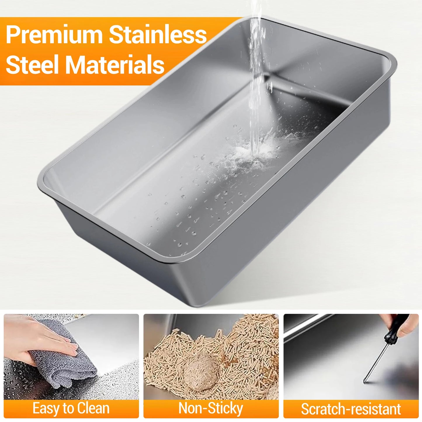 TWISTER.CK Stainless Steel Cat Litter Box Top Front Entry TwoInOne