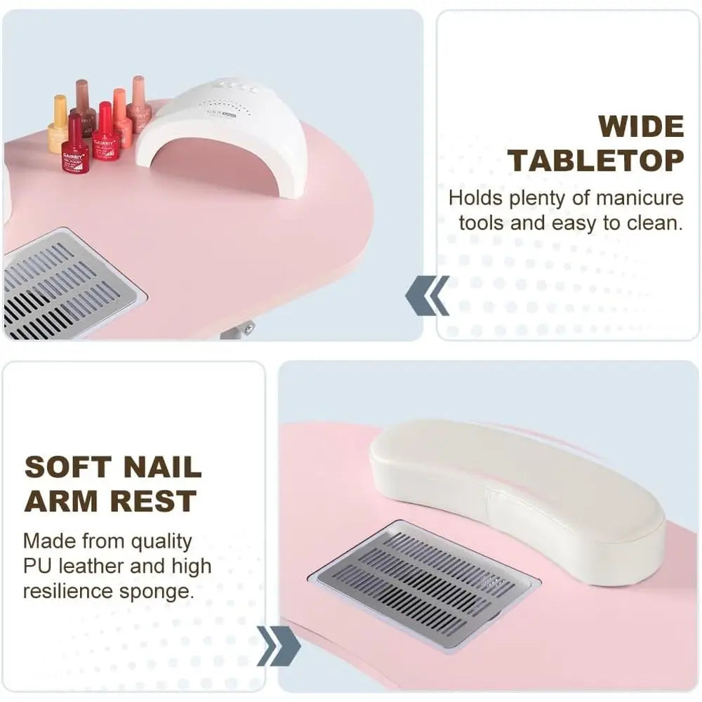 Ticify Foldable Nail Technician Table With Charging And Dust Collection