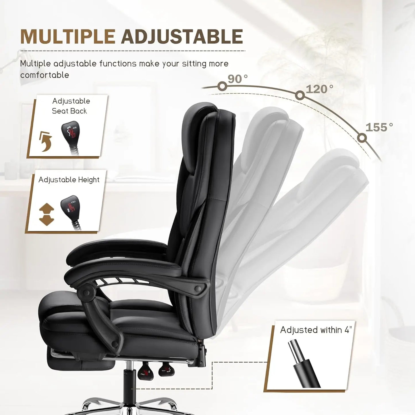 Executive Office Chair With Foot Rest Ergonomic Home Office Desk
