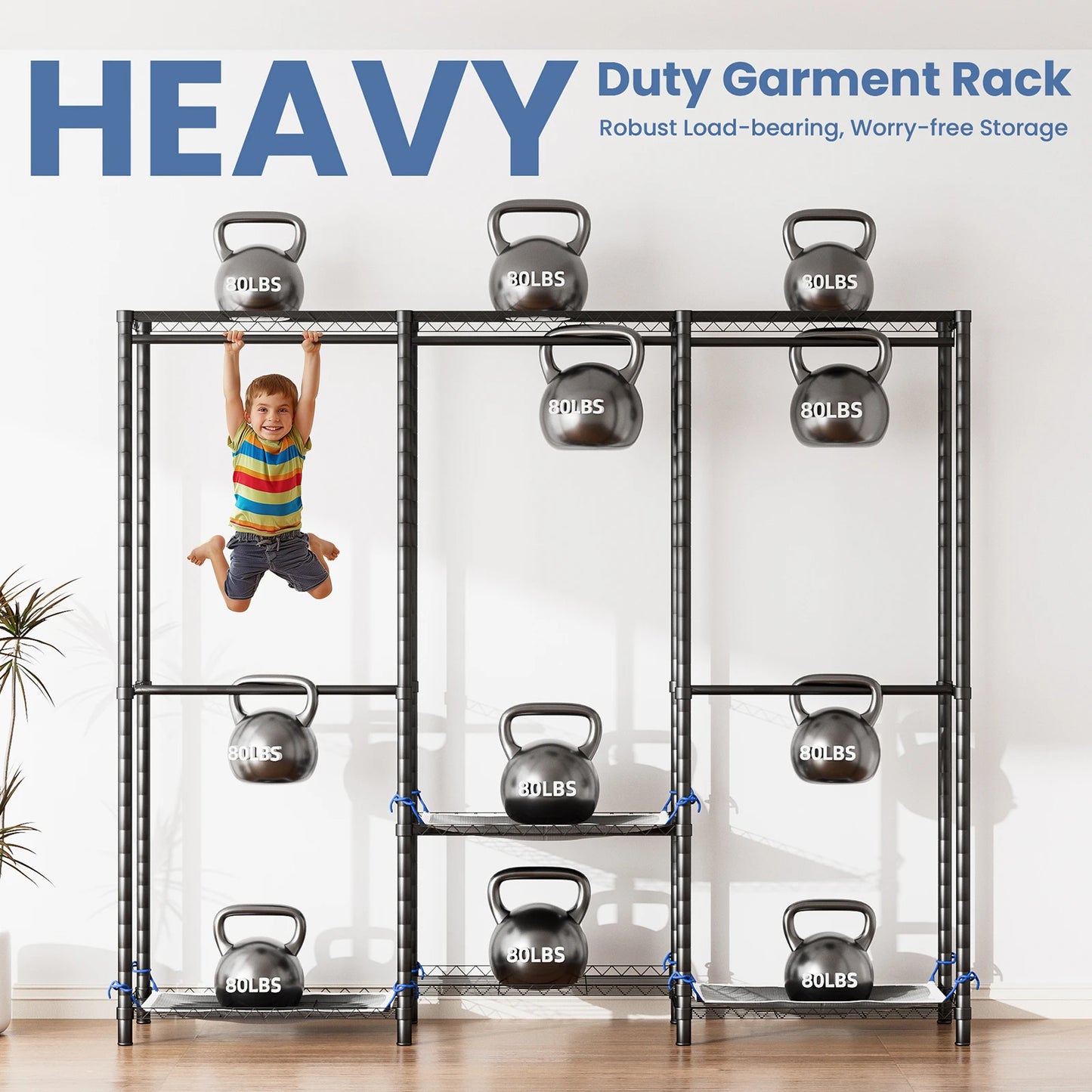 Clothes Rack Storage Organizer Wardrobe Freestanding Heavy Duty 960 Lb