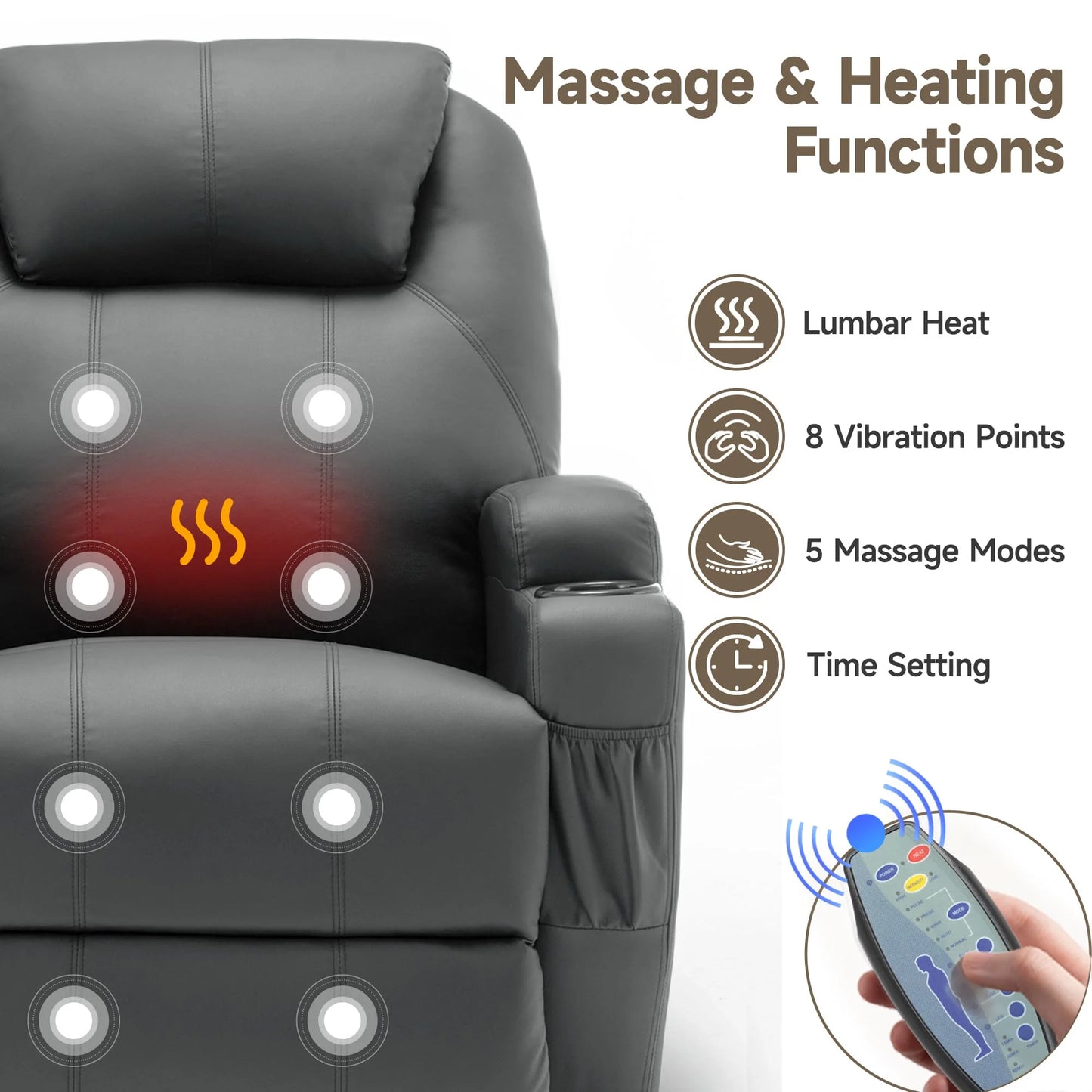 KORSER Massage Recliner Chair With Heat 360 Swivel Remote