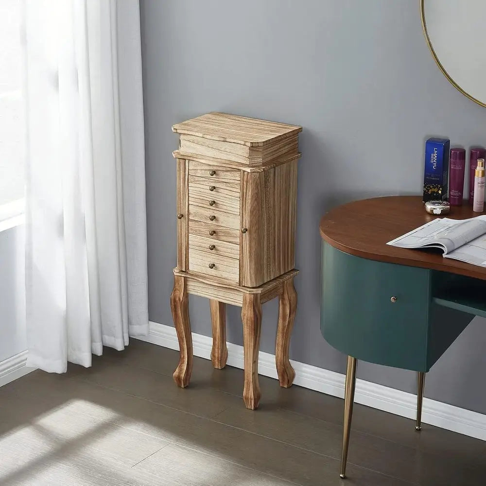 MKDK Standing Jewelry Armoire With Mirror And 7 Drawers