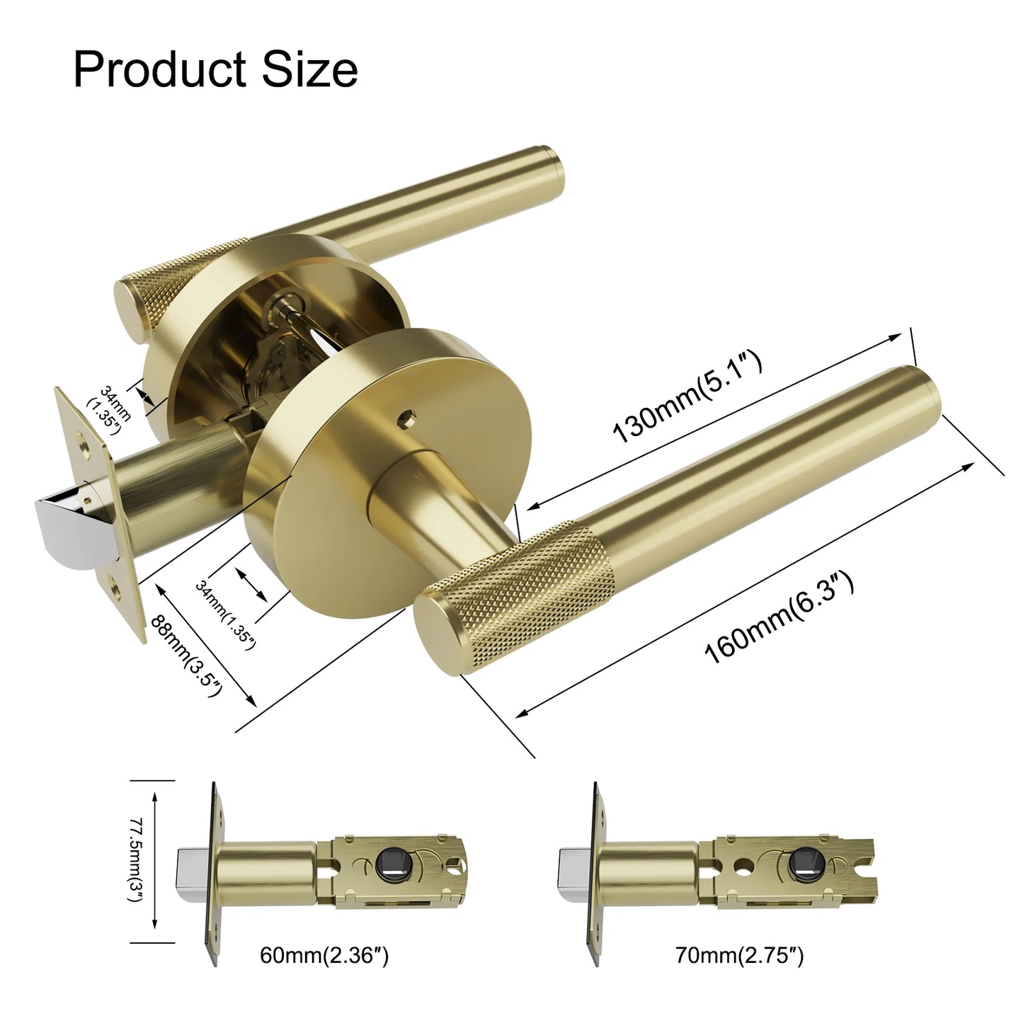 Viladepot Privacy Door Lever Knurled Round Base Interior Lock