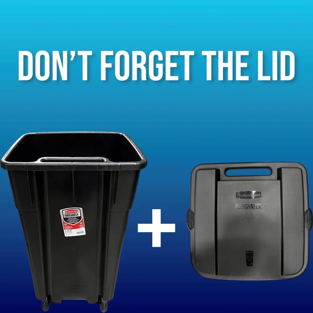 50 Gallon Wheeled Garbage Can Durable Plastic Trash Bin with Secure Lid Easy Transport Home and Commercial Use