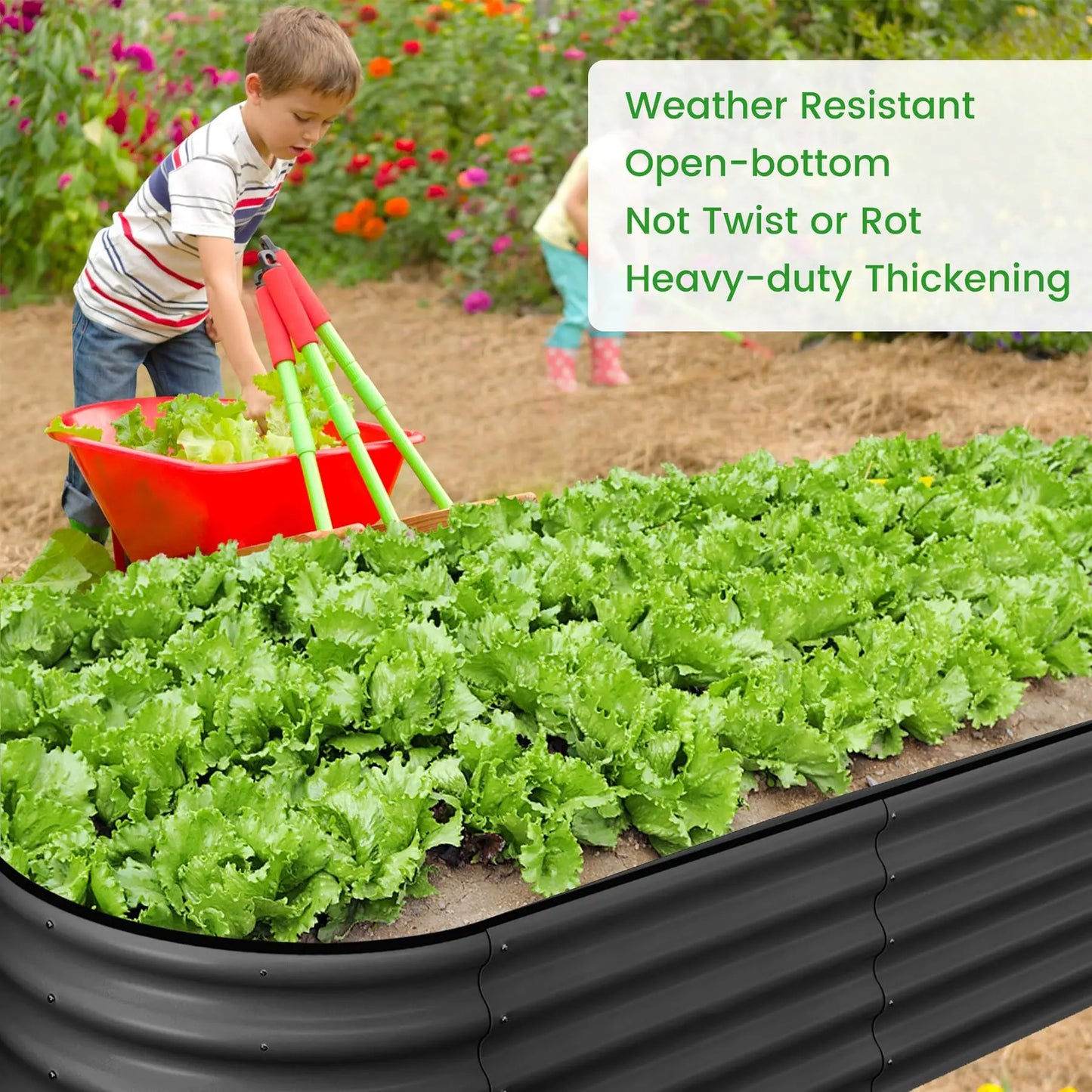 HiMISS Oval Galvanized Steel Raised Garden Bed Planter Box