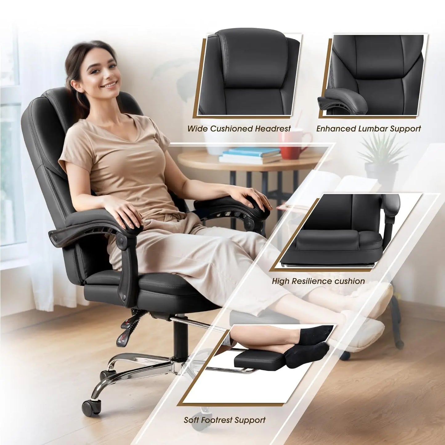Executive Office Chair With Foot Rest Ergonomic Home Office Desk