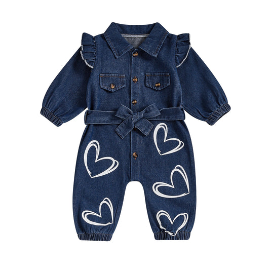 Floral Print Sleeveless Baby Romper With Ruffle And Bow Belt