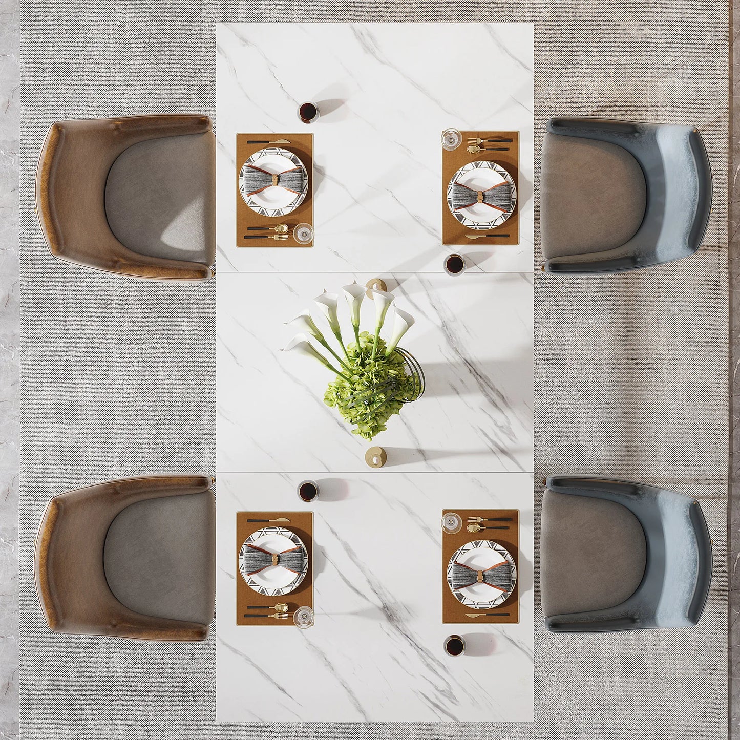 Tribesigns Rectangular Dining Table For Modern Kitchen With Faux Marble