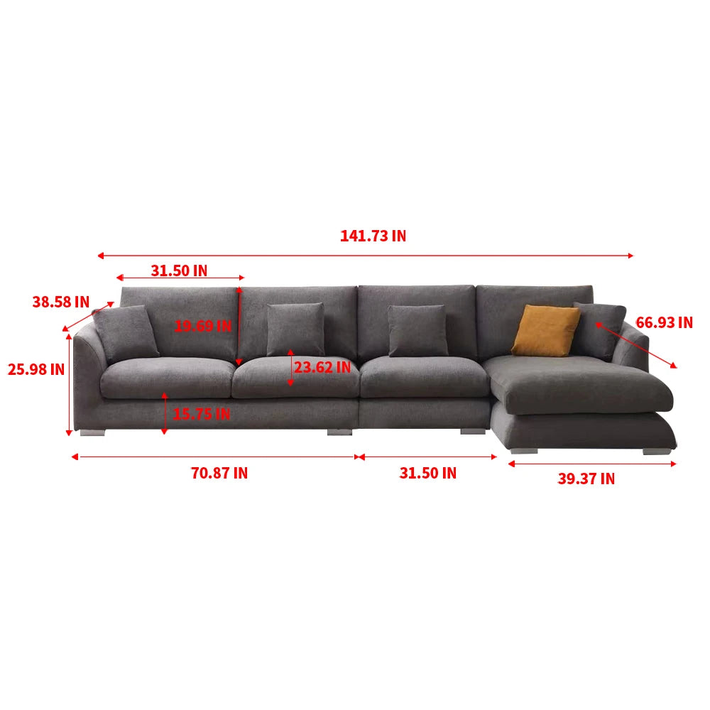 Cloud Down Filled L Shaped Chaise Sofa Living Room