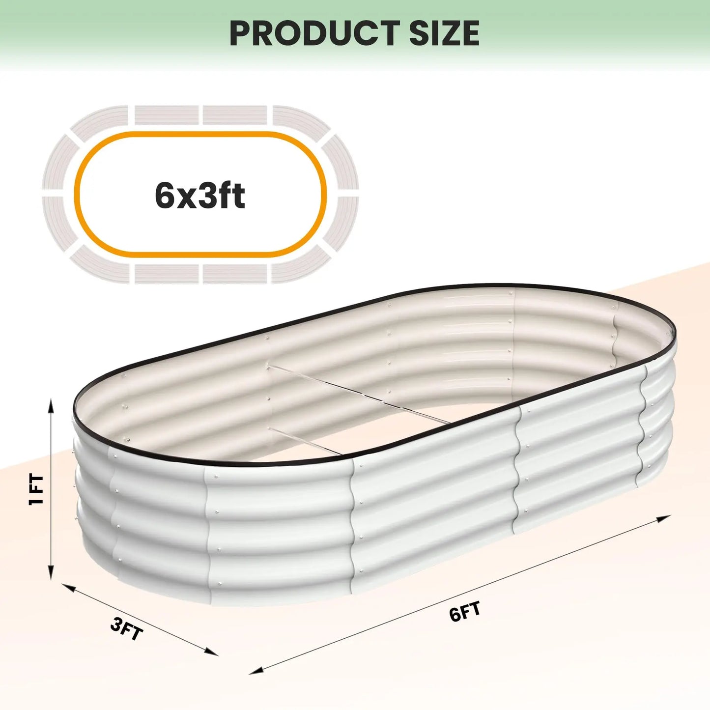 HiMISS Oval Galvanized Steel Raised Garden Bed Planter Box