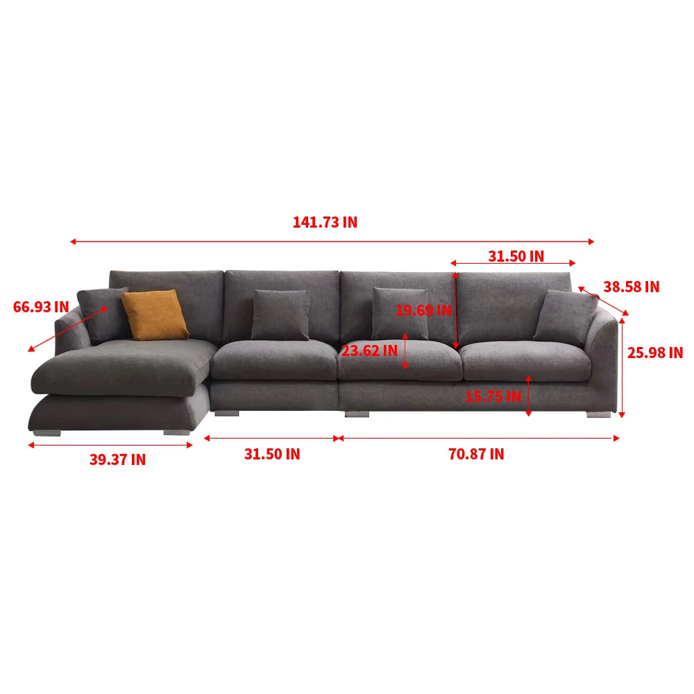 Cloud Down Filled L Shaped Chaise Sofa Living Room