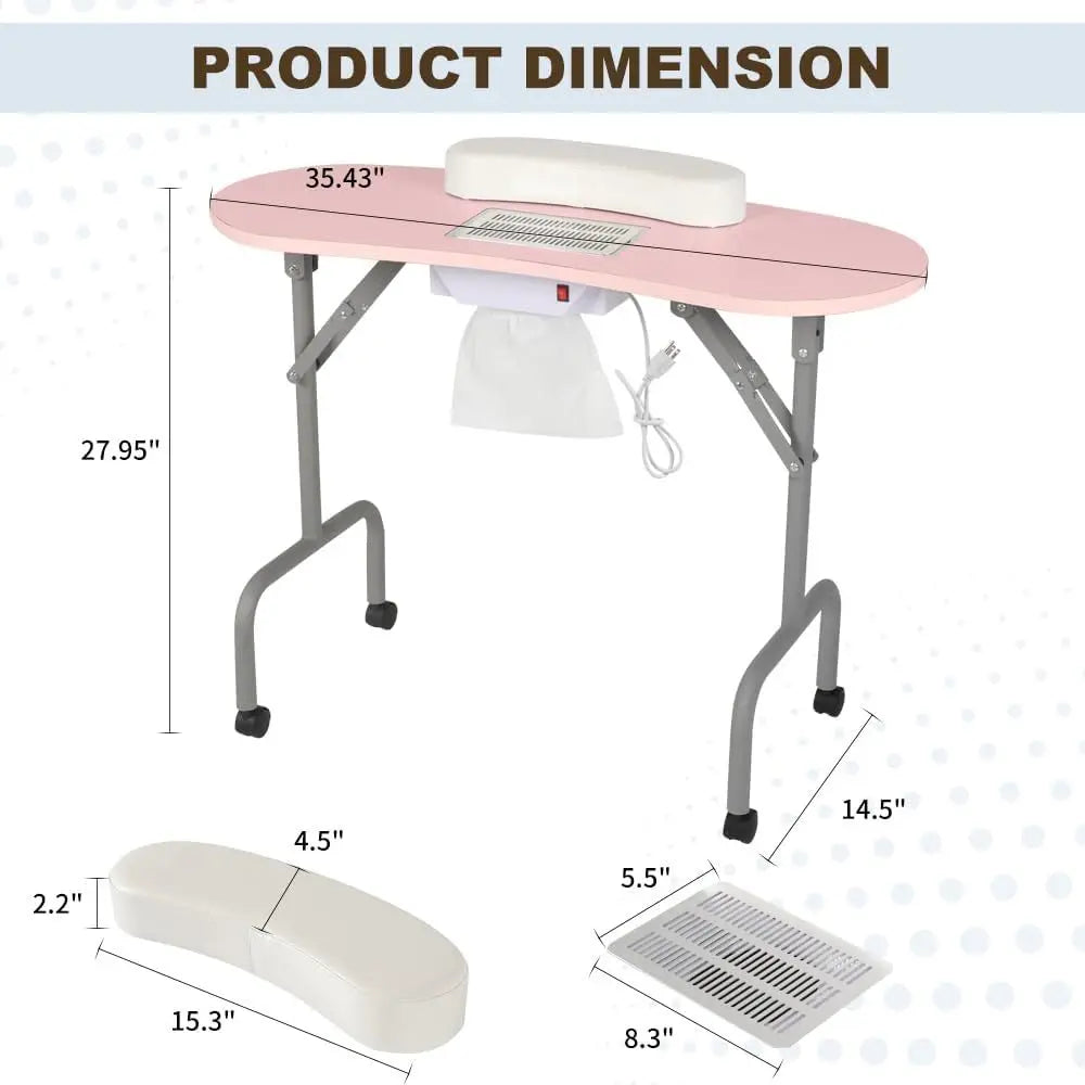 Ticify Foldable Nail Technician Table With Charging And Dust Collection