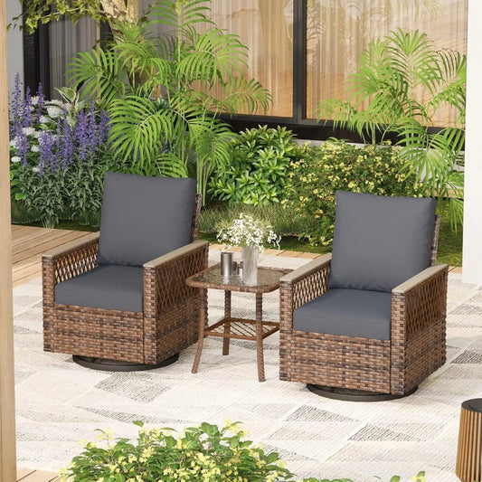 Outdoor All Weather Wicker Patio Bistro Set Table And Cushions