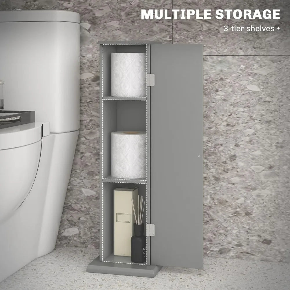 Corner Toilet Paper Cabinet With Shelves And Doors