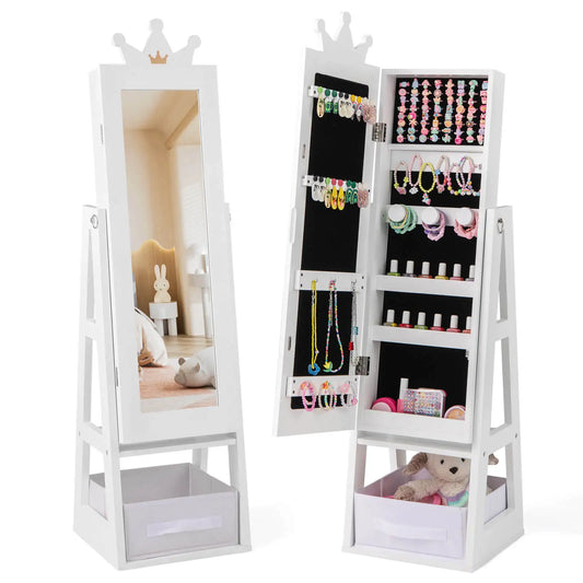 HOMASIS Kids Jewelry Cabinet With Mirror