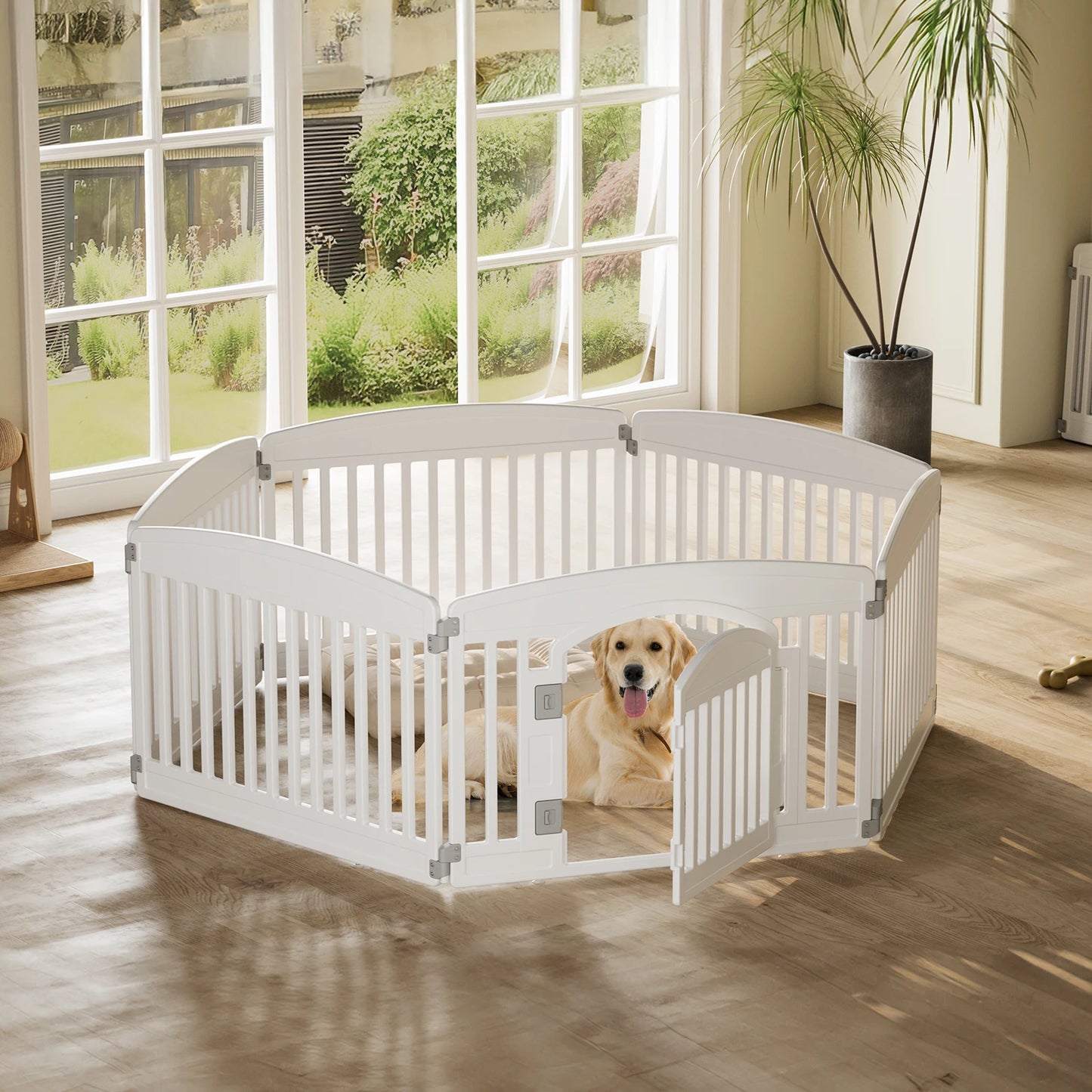 JHK Plastic Dog Playpen 6 Panel Expandable Pet Fence