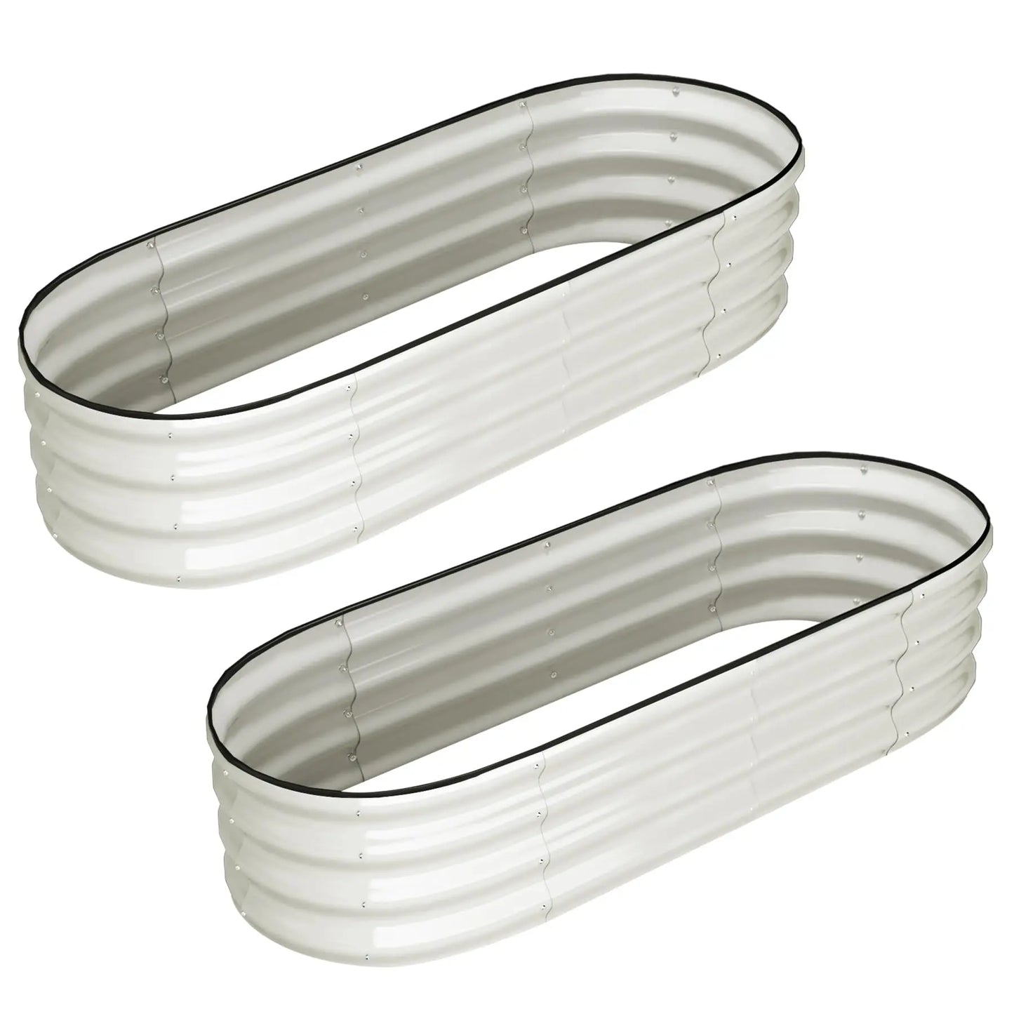 HiMISS Oval Galvanized Steel Raised Garden Bed Planter Box