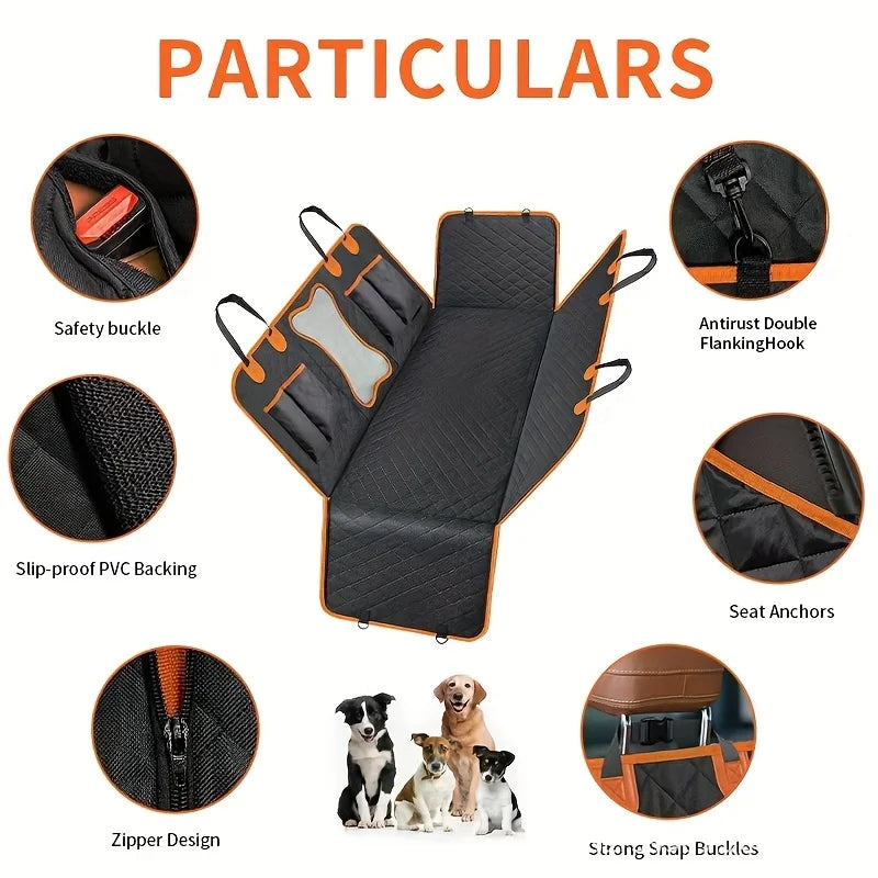 NONECN 600D Waterproof Dog Car Seat Cover Hammock for Cars