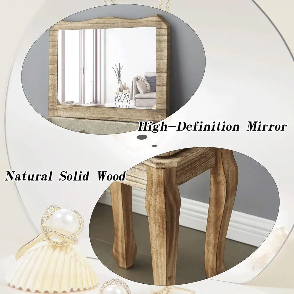 MKDK Standing Jewelry Armoire With Mirror And 7 Drawers
