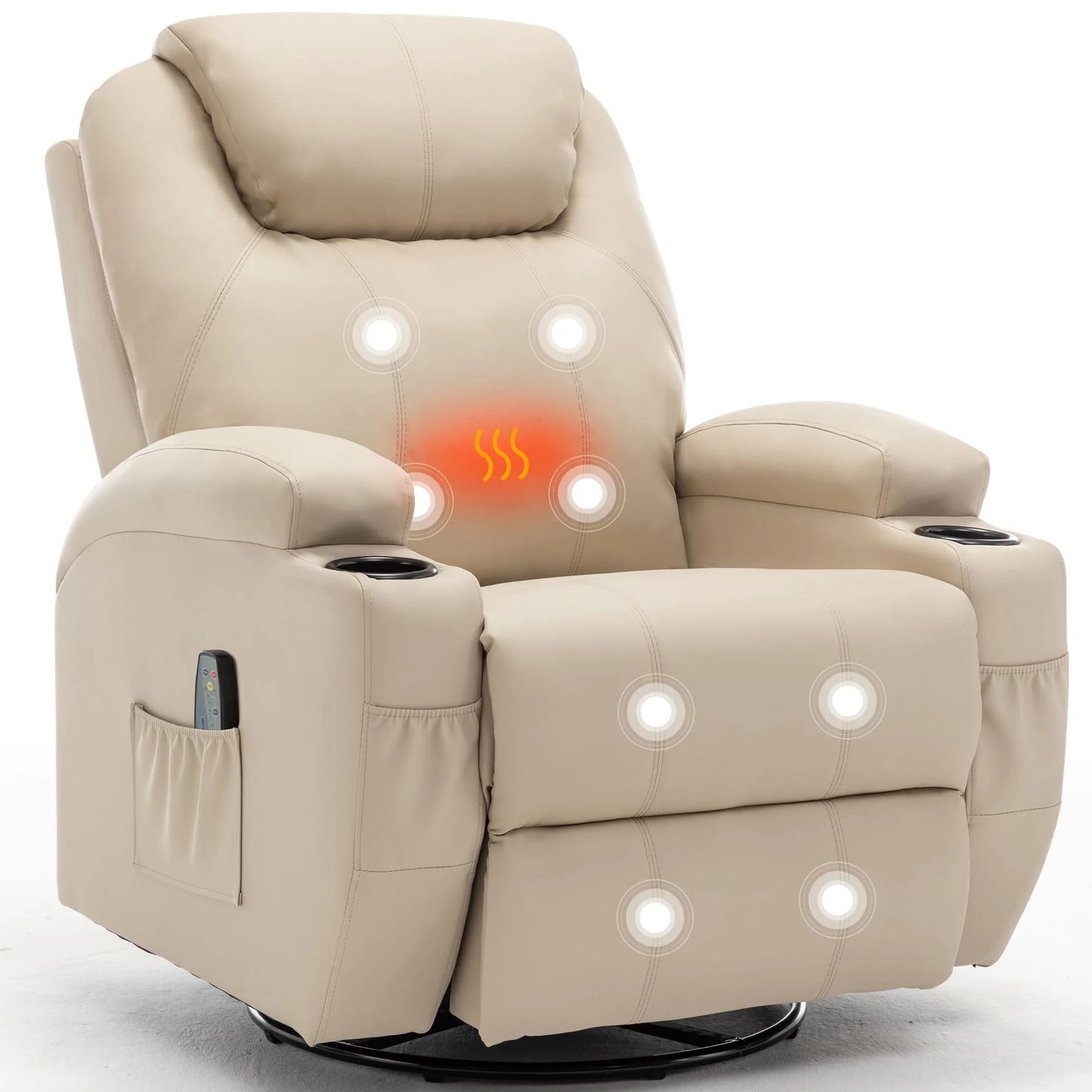 KORSER Massage Recliner Chair With Heat 360 Swivel Remote