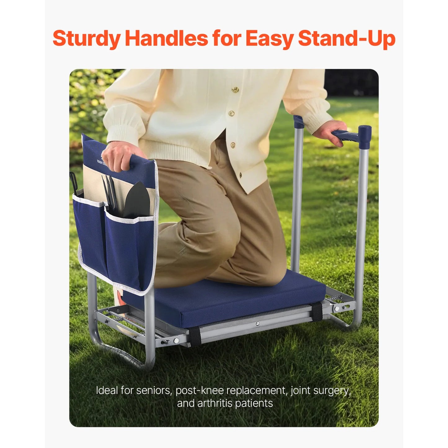 SucceBuy Garden Kneeler and Seat Foldable Stool With Tool Bag