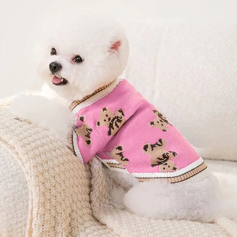 Knitted Dog Sweater Bear Striped Puppy Winter Coat For Dogs