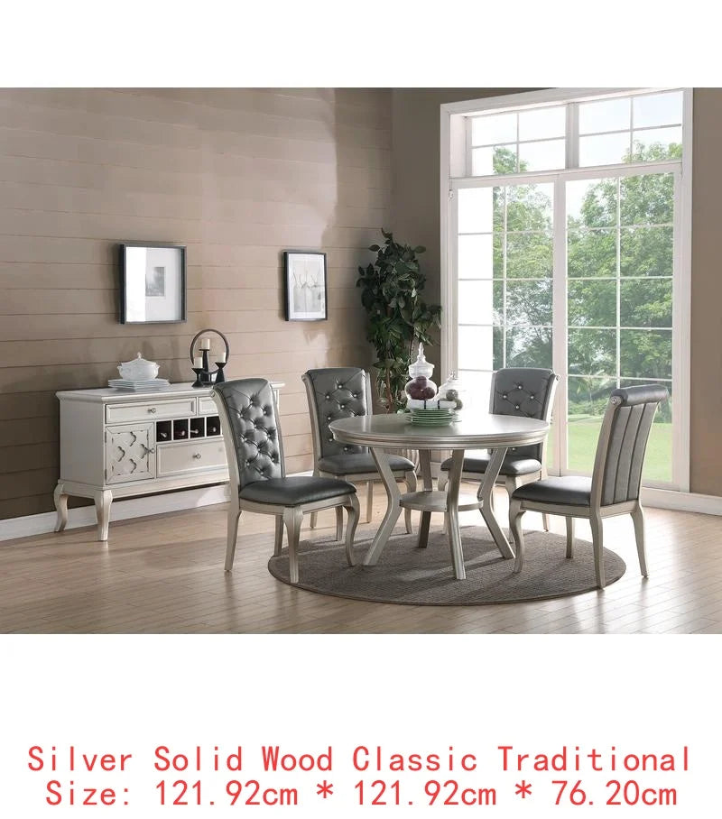 Dini 7pc Rectangular Glass Dining Table Set With Tufted Chairs