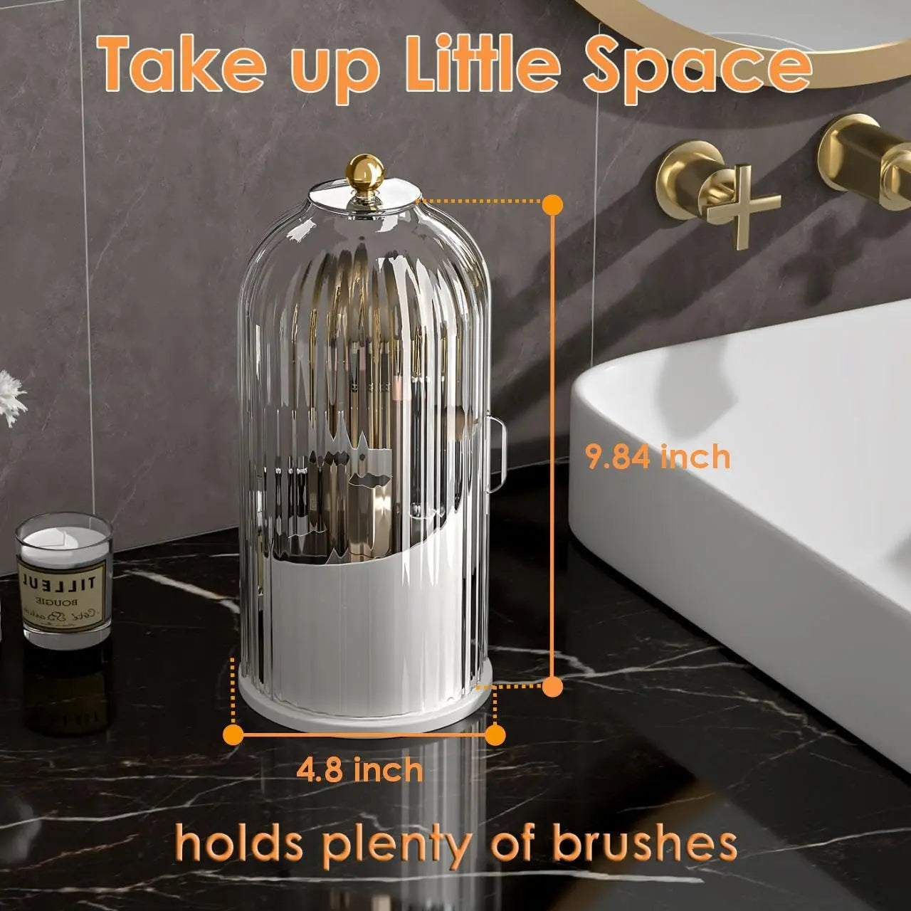 Dustproof Rotating Makeup Brush Holder With Secure Spinning Lid