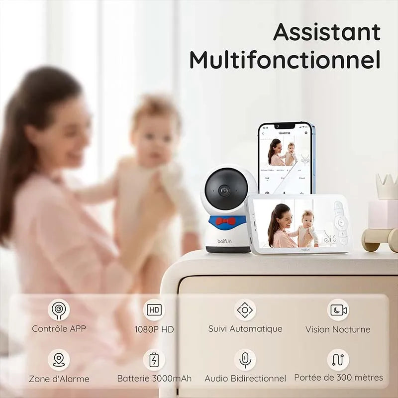 BOIFUN 1080P PTZ Baby Monitor With Motion Tracking