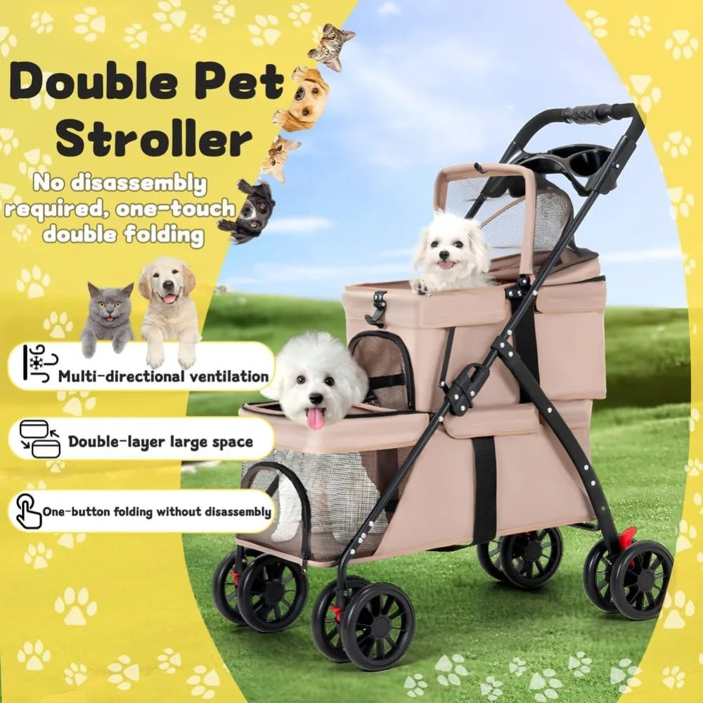 RBXC Pet Stroller For Dogs And Cats Foldable Travel Carrier