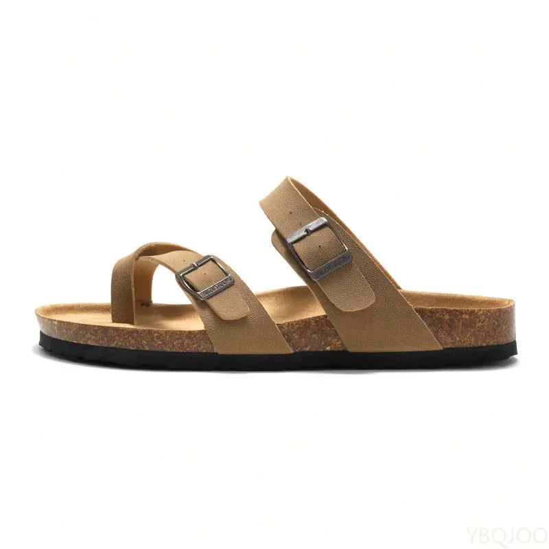 YBQJOO Womens Premium Cork Casual Comfort Flat Slippers