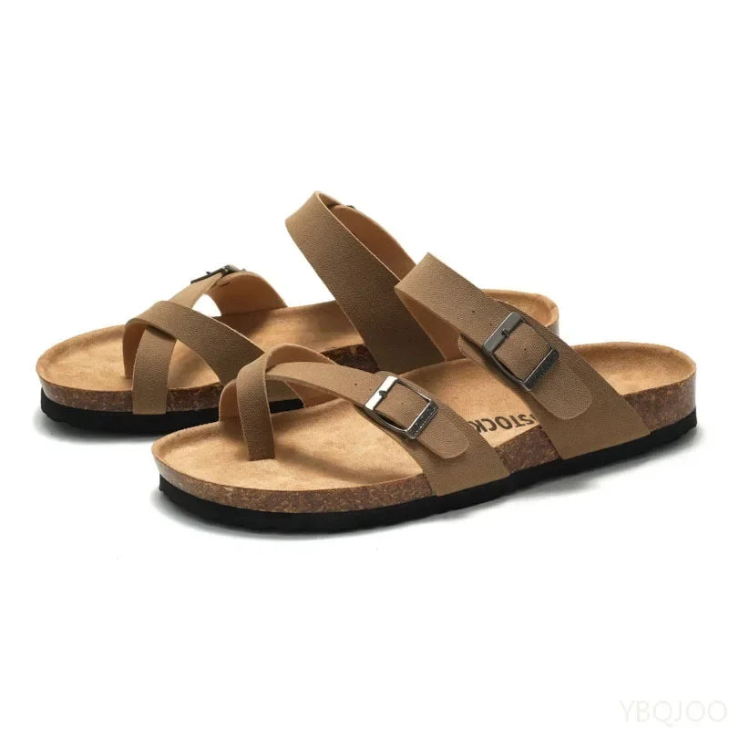 YBQJOO Womens Premium Cork Casual Comfort Flat Slippers