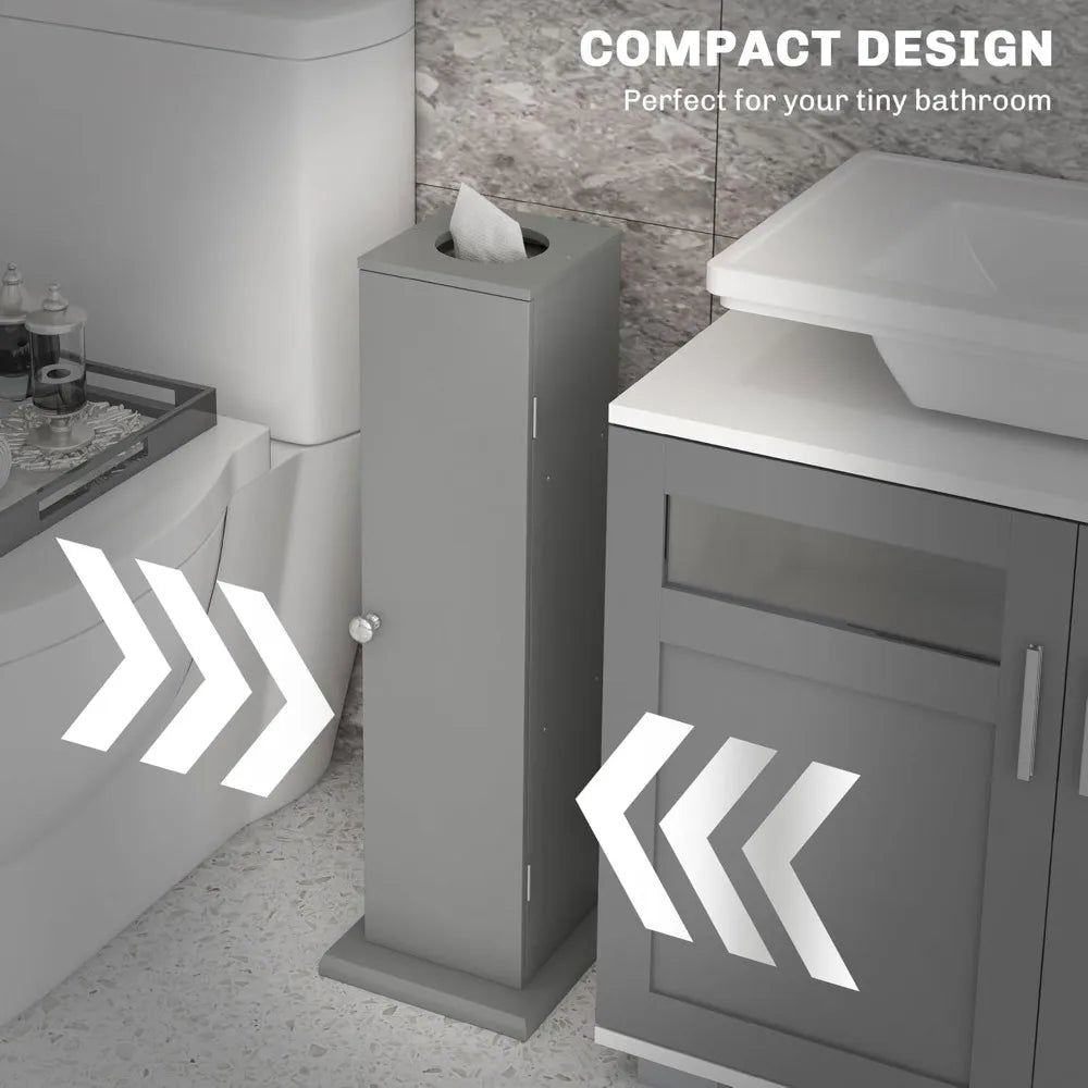 Corner Toilet Paper Cabinet With Shelves And Doors