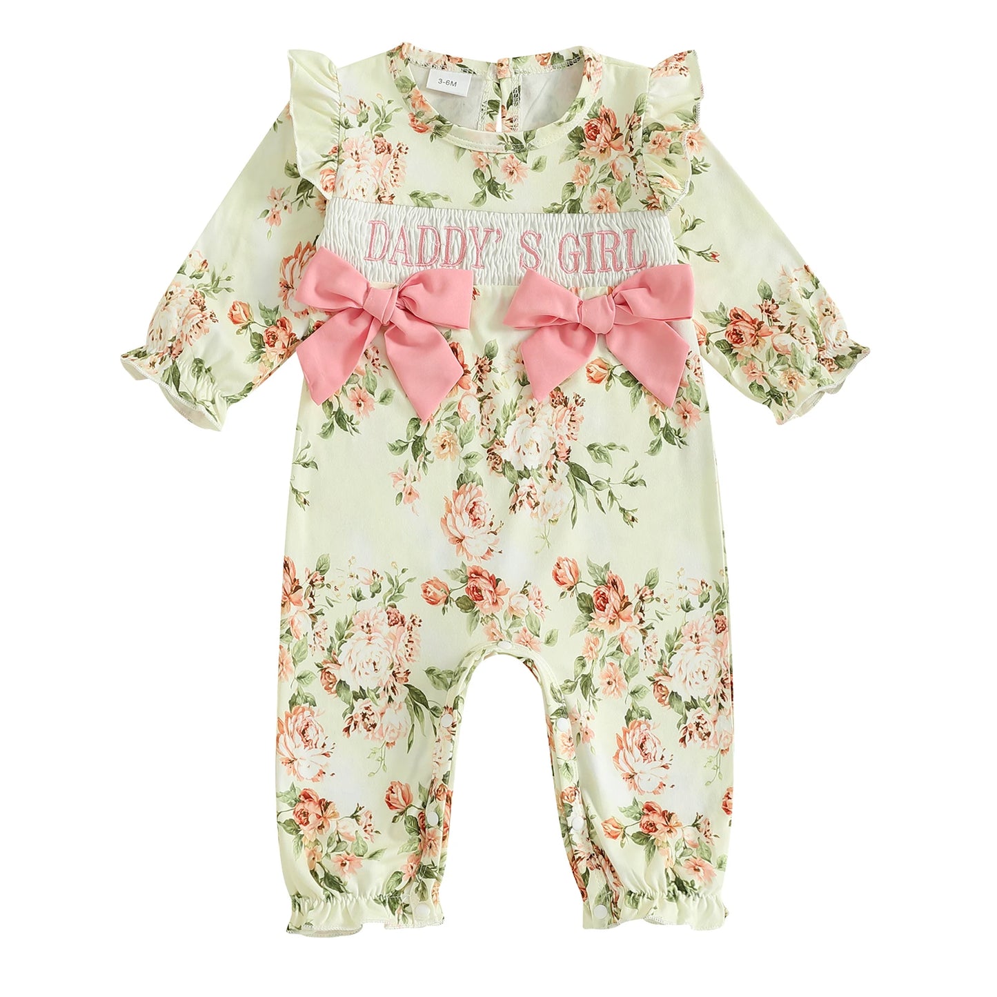 Adorable Toddler Jumpsuit With Flower Print And Lace Trim