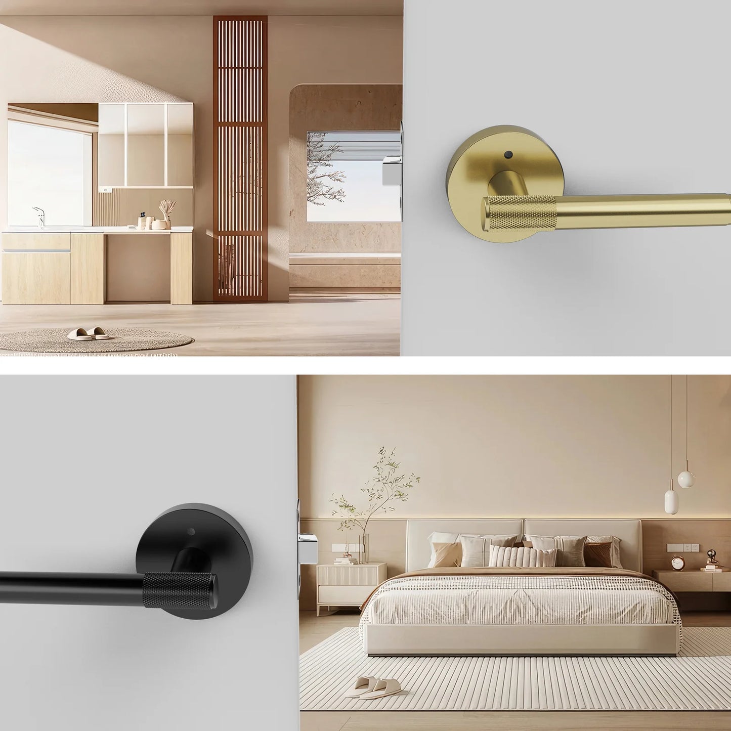 Viladepot Privacy Door Lever Knurled Round Base Interior Lock