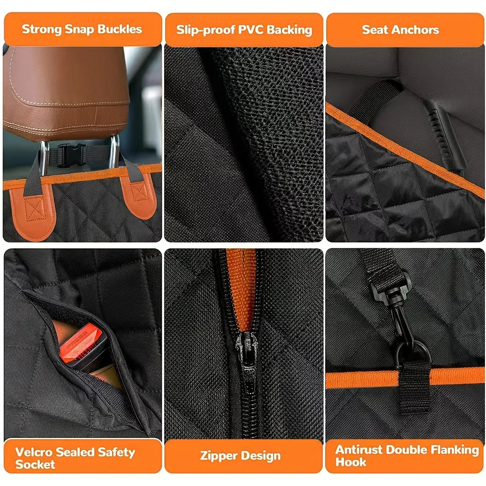 NONECN 600D Waterproof Dog Car Seat Cover Hammock for Cars