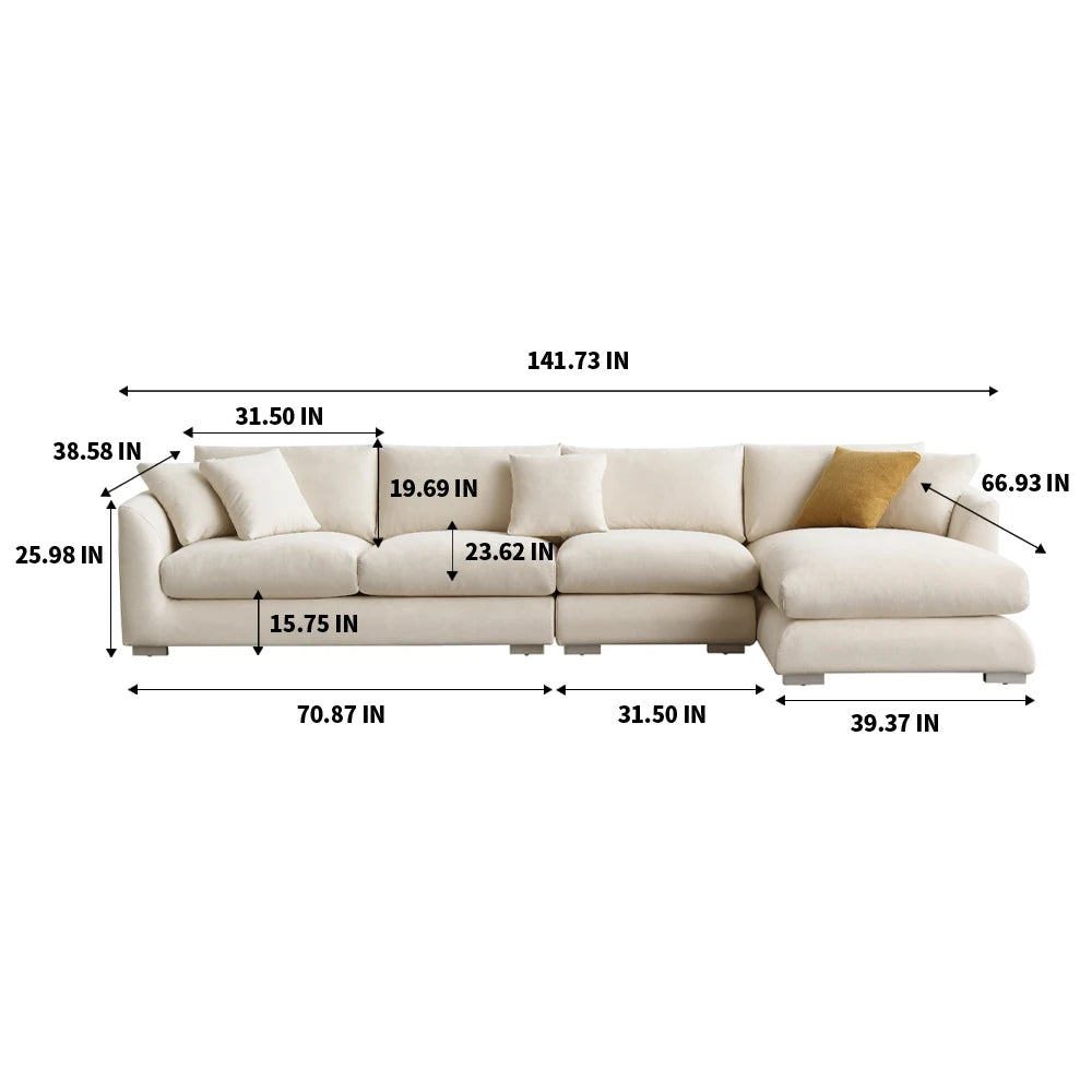 Cloud Down Filled L Shaped Chaise Sofa Living Room