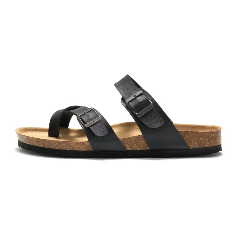 YBQJOO Womens Premium Cork Casual Comfort Flat Slippers