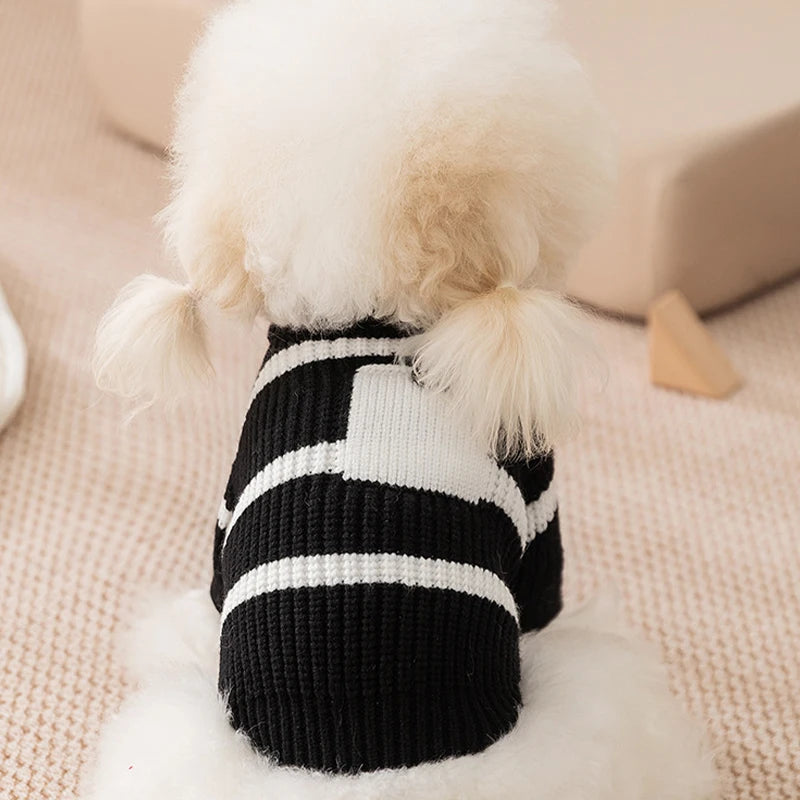 Knitted Dog Sweater Bear Striped Puppy Winter Coat For Dogs